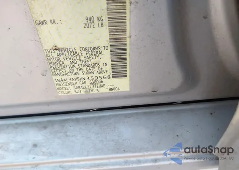 2017 Nissan Altima 2.5/S/Sv/Sl/Sr from USA, damaged, VIN 1N4AL3AP9HN359568